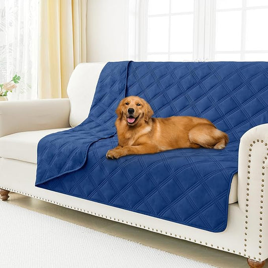 Smiry Waterproof Dog Bed Cover Blanket 52x82, Soft Reversible Pet Blanket, Washable Leakproof Cats Dogs Couch Cover for Sofa, Couch, Furniture, Lattice, Navy/Navy