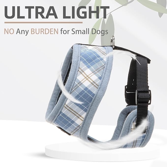 PUPTECK Soft Mesh Dog Harness and Leash Set Pet Puppy Cat Comfort Padded Vest No Pull Harnesses, Sky Blue, L