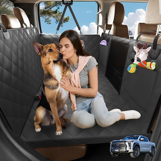 Truck Dog Seat Cover Back Seat, Hard Bottom Dog Hammock for Car, Waterproof XL Large Soft Pet Extender Travel Bed Supports 400lbs, Durable Platform Protector Full Size Crew Cab Rear Seat