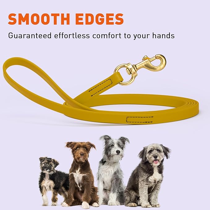 Viper Biothane K9 Working Dog Leash Waterproof Lead for Tracking Training Schutzhund Odor-Proof Long Line with Solid Brass Snap for Puppy Medium and Large Dogs, 10ft Treasure Gold