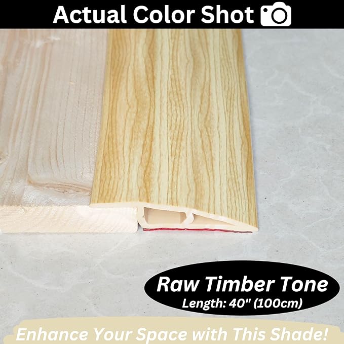 1/2" to 3/5" Height Threshold Ramp - Rubber Threshold, Floor Transition Strip, Door Strip, Wheelchair Ramp, Carpet to Tile Strip (Raw Timber Tone, 40 inches)