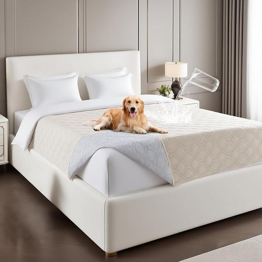 PrinceDeco Waterproof Couch Cover for Dogs Washable Dog Blanket Indoor and Outdoor Replacement Bed Cover with Anti-Slip Back Furniture Bed Couch Sofa for Large Sized Dog(52x82 Inch,French Oak)