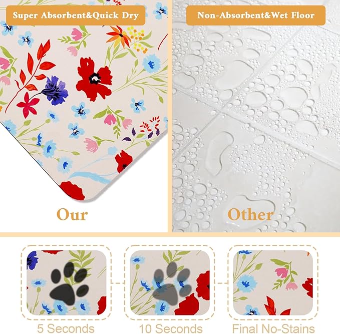 Dog Food Mat for Floors Waterproof Quick Dry Pet Placemat Cat Feeding Bowls Mats for Food and Water, Eco-Friendly Dog Accessories Diatomite Pets Supplies 12" X 20"