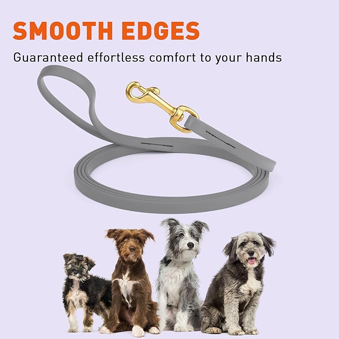 Viper Biothane K9 Working Dog Leash Waterproof Lead for Tracking Training Schutzhund Odor-Proof Long Line with Solid Brass Snap for Puppy Medium and Large Dogs, 20ft Battleship Gray