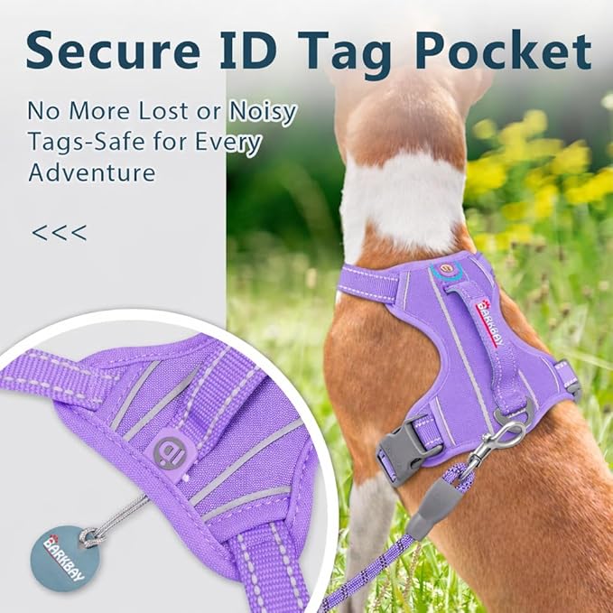 BARKBAY Dog Harness No Pull Oxford with ID Tag Pocket - Heavy Duty, Reflective, Easy Control for Large Dogs(Violet Purple Oxford,XS)