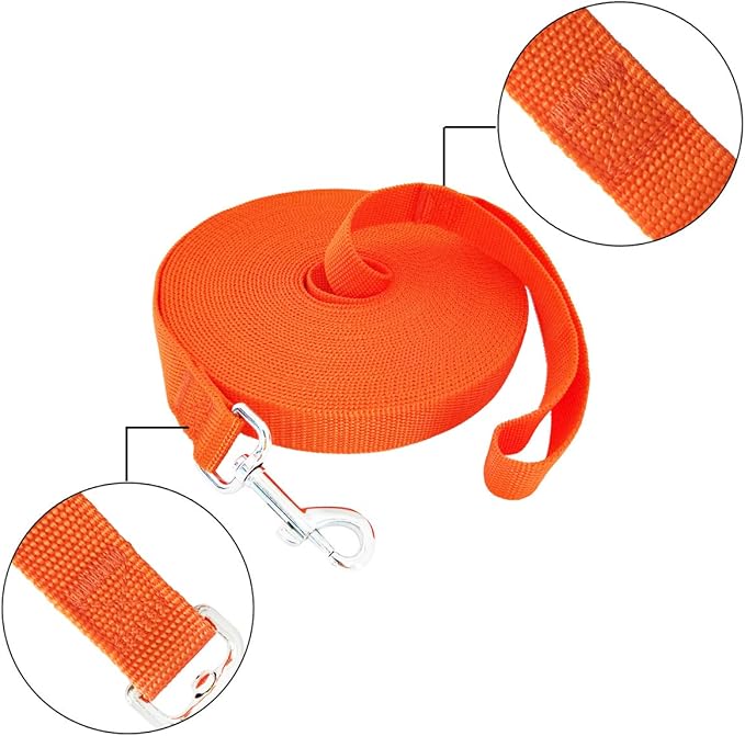 SALO Nylon Training Dog Leash for Small Medium Large Dogs, 3/4 Inch Wide, 20ft 30ft 40ft 50ft Long Leash Dog/Puppy Lead for Obedience Recall Training, Camping, or Backyard