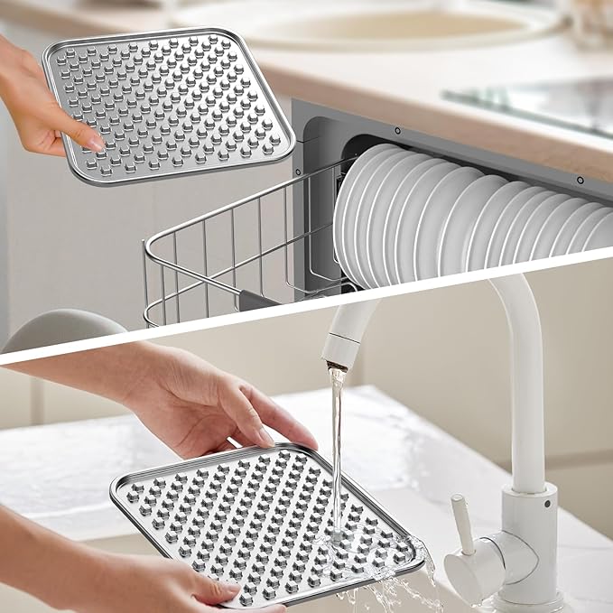 Stainless Steel Large Lick Mat for Dogs & Cats, Chew-Proof Slow Feeder, Anxiety Reducer, Whisker-Friendly for Cats, Non-Slip Heavy Duty Base, Raw Feeding Pad, Dishwasher Safe [Large-1Pack]