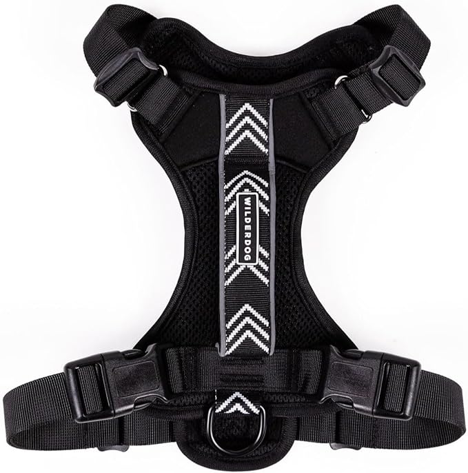 Wilderdog Lightweight Dog Harness with Reflective Straps - Small - Black