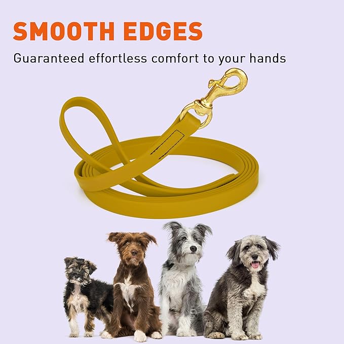 Viper Biothane K9 Working Dog Leash Waterproof Lead for Tracking Training Schutzhund Odor-Proof Long Line with Solid Brass Snap for Puppy Medium and Large Dogs, 33ft Treasure Gold