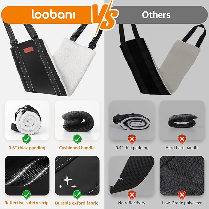 LOOBANI Portable Dog Sling for Back Legs, Hip Support Harness to Help Lift Rear for Canine Aid Old K9 Cruciate Ligament Rehabilitation