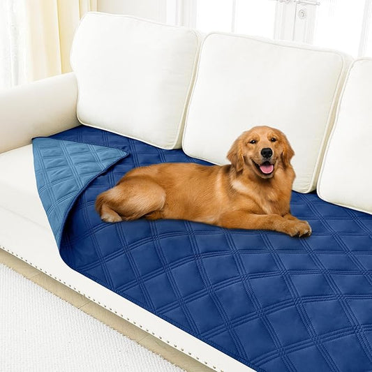 Smiry Waterproof Dog Bed Cover Blanket 30x70, Soft Reversible Pet Blanket, Washable Leakproof Cats Dogs Couch Cover for Sofa, Couch, Furniture, Lattice, Navy/Blue