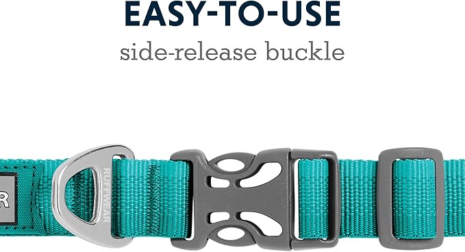Ruffwear, Front Range Dog Collar, Adjustable Tubelok Webbing, Lightweight, Side Release Buckle, Aluminum V-Ring, Durable for Everyday Use, Aurora Teal, 20"-26"