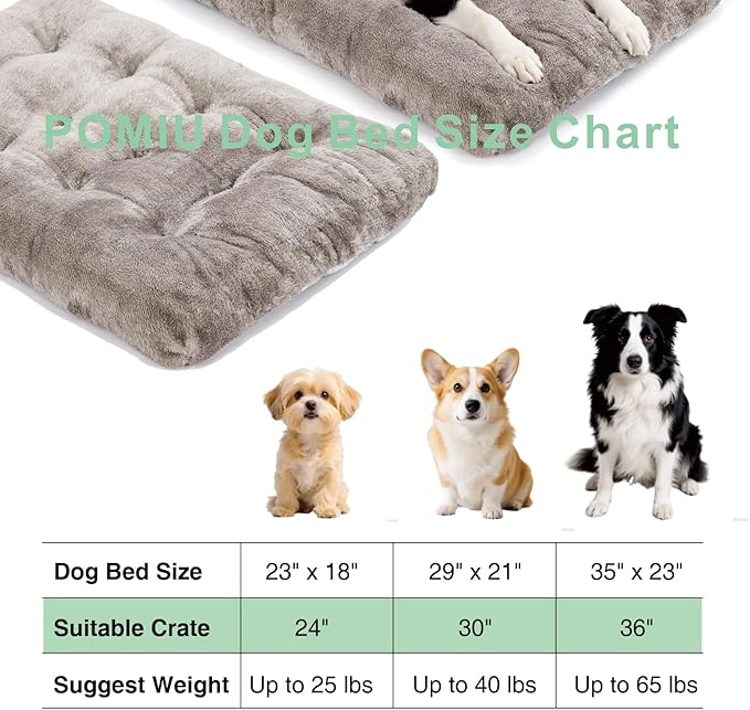 POMIU 2-Pack Washable Dog Bed, Deluxe Plush Crate Beds with Anti-Slip, Machine Washable Kennel Pad Sleeping Mat for Large, Medium and Small Dogs (2 Pack x Pink, 29.0" L x 21.0" W x 3.0" Th)