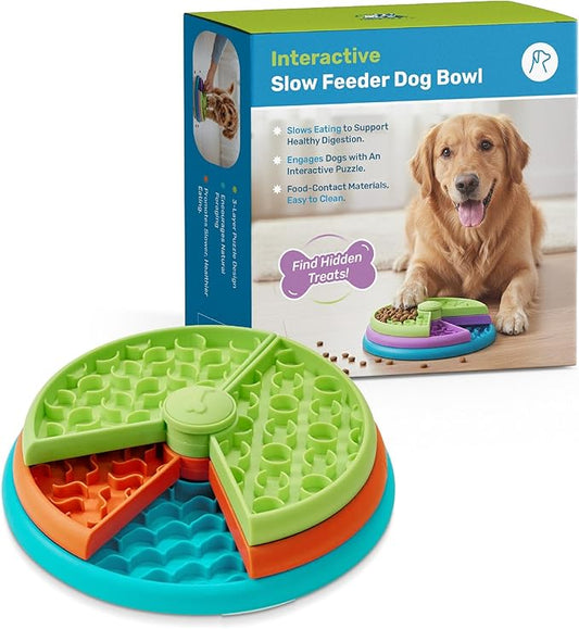 BelleBête & Co. Three-Layer Maze Pet Slow Feeder Dog Bowl – Interactive Puzzle Design, Mindful Dining Series with Food-Grade Material & Non-Slip Base for Mental Stimulation & Digestive Health | Orange