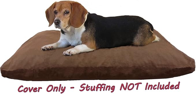 Dogbed4less 41X27X4 Inches Large Size Brown Color Denim Jean Dog Pet Bed External Zipper Cover - Replacement Cover only