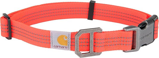 Carhartt Nylon Webbing Dog Collar, Fully Adjustable W/Durable Side Release Buckle, Coral Glow, Medium