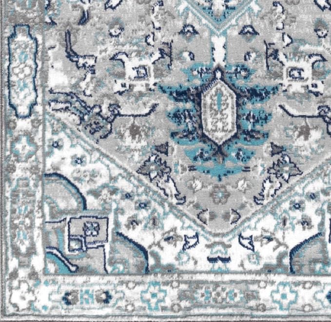 JONATHAN Y Modern Vintage Medallion Blue/Light Gray Runner Rug, 2x8, Country, Floral, Easy-Cleaning for Living Room, Bedroom, Kitchen, Pet Friendly, Non-Shedding (MDP106A-28)