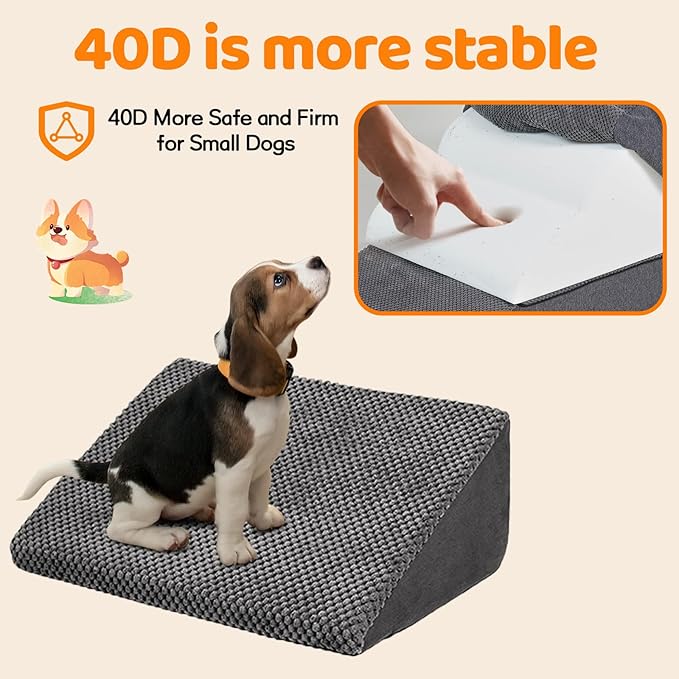 Update 40D Small Dog Steps/Stairs for Staircase, Foam Dog Pet Ramps for Small Dogs, Non-Slip Pet Ramps for Stairs Inside House, Stair Ramp for Injured Dogs Cats with Anti-Slip Strip, 6 Pack