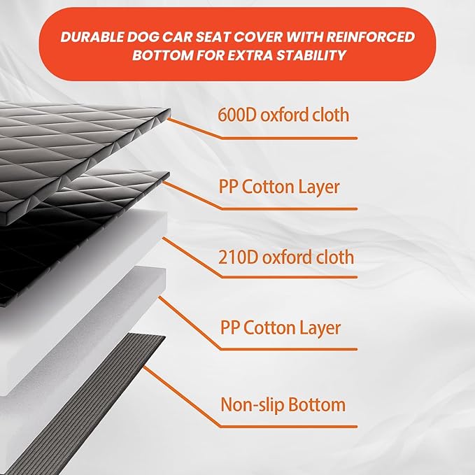 Dog Car Seat Cover Heavy Duty 4 Layer seat Cover hammok 600D, Non-Slip, ScratchProof, Waterproof, Universal Fit for Cars, Trucks & SUVs, Protects Against Spills, Dirt & Damage