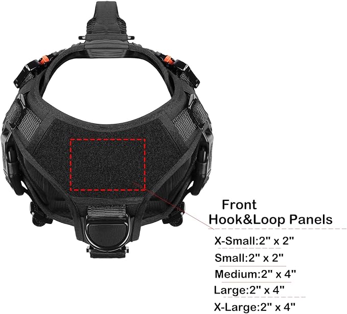 ICEFANG GN3 Tactical Dog Harness with 6X Buckle,Dog Molle Vest with Handle,3/4 Body Coverage,Hook and Loop Panel for ID Patch,No Pulling Front Clip (M (25"-31" Girth), Black)