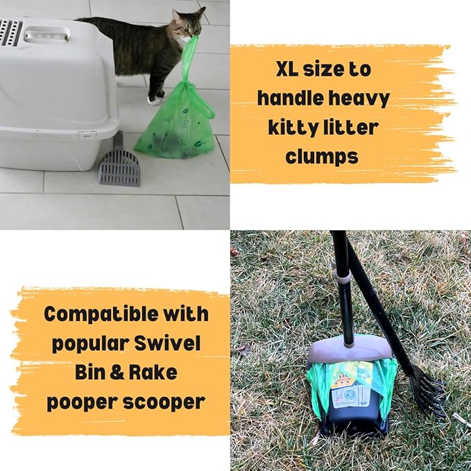 T-shirt Biodegradable Green Plastic Bag (600 ct.) Small Can Liners Thank You Grocery Shooping Size Doggy Poop Bags Compatible with Arm & Hammer Swivel Bin & Rake pooper scooper Multipurpose Bags
