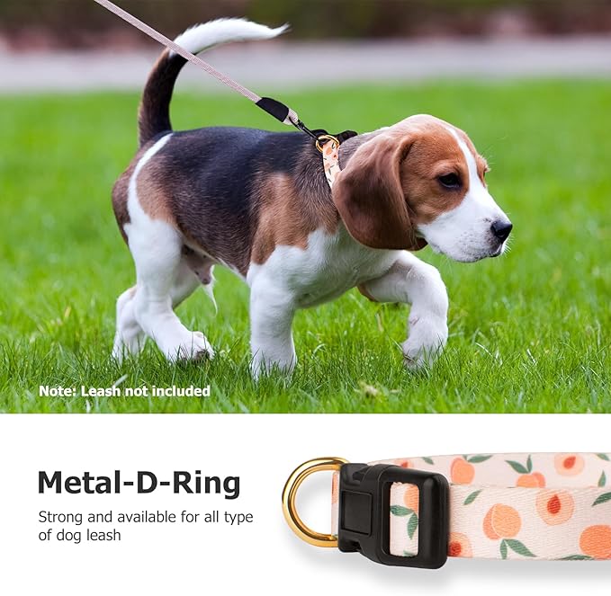 Handmade Dog Collar for Small Medium Large Dogs,White Peach with Pendant Fall and Winter Fashions Dog Collar (Small)