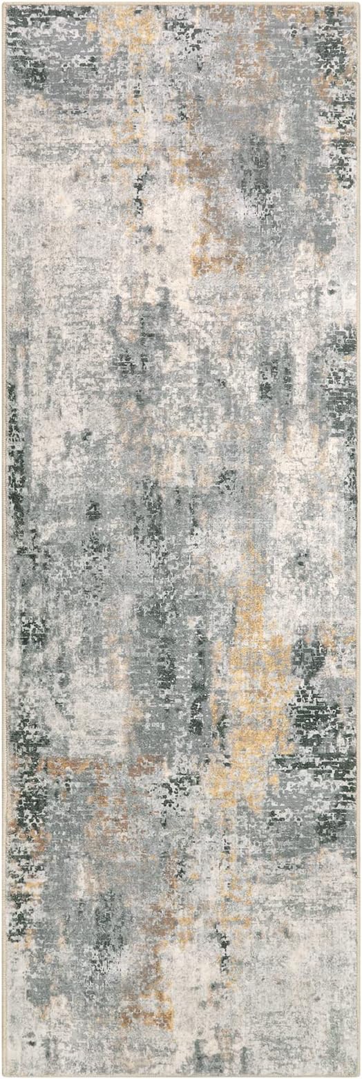 Lahome Modern Abstract Runner Rug - 2x6 Gray Washable Runners for Hallways Rugs for Living Room, Soft Non-Slip Contemporary Indoor Accent Laundry Room Carpet Runner for Gift Entryway Bedroom Door