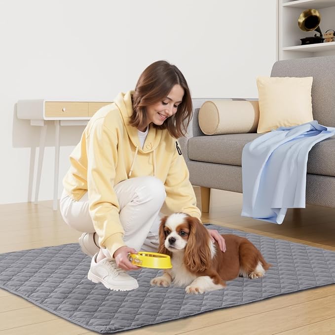 Smiry Waterproof Dog Bed Cover Blanket, Soft Reversible Pet Blanket, Washable Leakproof Cats Dogs Couch Cover for Sofa, Couch, Furniture, Plaid (68x82 Inch, Grey/Dark Grey)