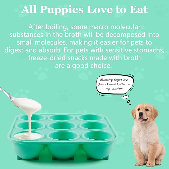 9Cavities Silicone Dog Treat Mold with Lid for Woof Pupsicle & Power Chewer Pupsicle, Frozen Dog Treat Molds for Making Refill Treats, Reusable Treat Tray for The Pupsicle Toy 25-75lbs (Large)