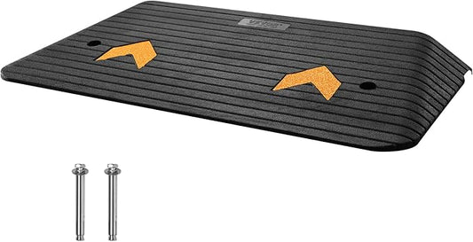 VEVOR 3" Rise Rubber Threshold Ramp, 35.6" Wide Wheelchair Ramp Doorway, Natural Curb Ramp, 33069Lbs Load Capacity, Non-Slip Textured Surface Rubber Curb Ramp for Wheelchair and Scooter