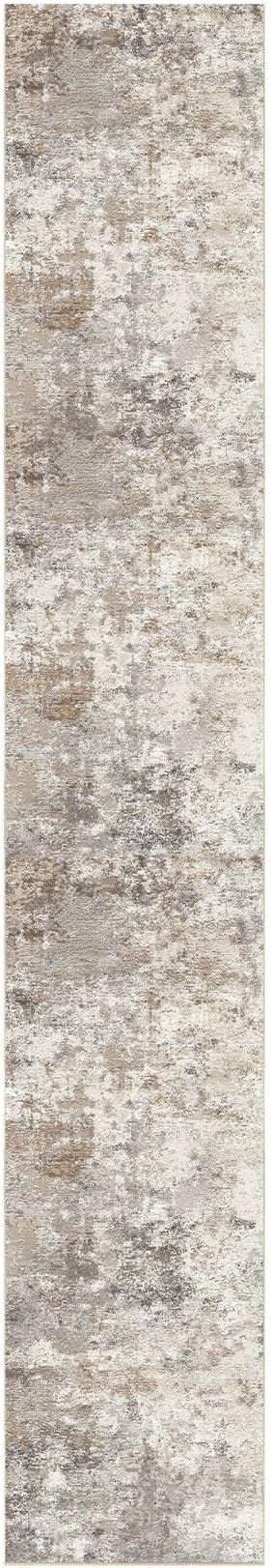 3X16 Washable Runner Rug for Hallway: Soft Neutral Modern Abstract Area Rug - Non-Slip Low Pile Long Throw Indoor Carpet for Kitchen Entryway Kitchen Bedroom Laundry - Brown Grey