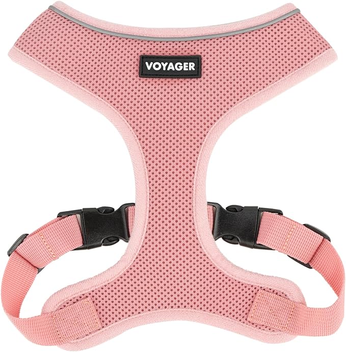 Voyager Aerolite Over The Head Dog Harness, No Pull Breathable Air Mesh Vest, Quick Dry with Reflective Stitching, Adjustable Escape Resistant Harness for Small Medium Large Dogs - Pink, X-Small