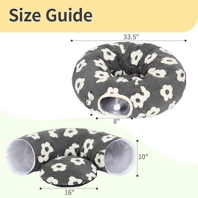 Pesen Cat Tunnel Bed with Soft Cushion, Cat Toys for Indoor Cats Enhance Bonding Between Pets and Owners, Encourage Exploration, and Satisfy Natural Instincts for Kittens, Dogs, and Rabbits
