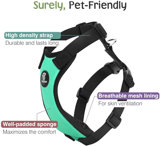 Dog Seat Belt, Safety Vest Dog Car Harness with Adjustable Buckle Dog Seat Belt for Vehicle Nylon Pet Safety Seat Belts Heavy Duty(L, Lake Blue)