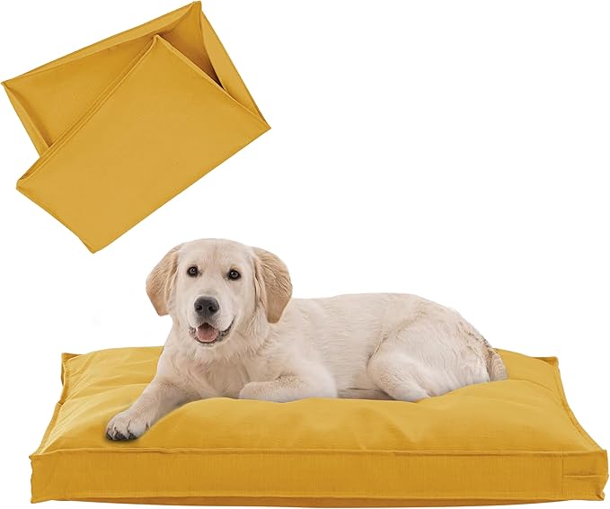 Dog Bed Covers Replacement Washable, Waterproof Dog Bed Cover with Zipper, 36Lx27Wx3H inch Durable Oxford Pet Bed Cover for Outdoor/Indoor Use, Cover Only, Yellow