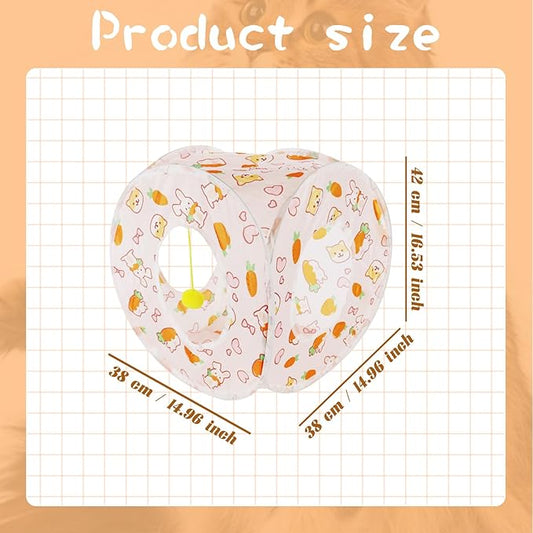 Andiker Cat Tent, 3 Holes Safe and Strong Cute Cats Tunnel Collapsible Easy to Carry Cat House for Indoor Cats Kittens Hiding Playing Training Sleeping (Square Carrot)