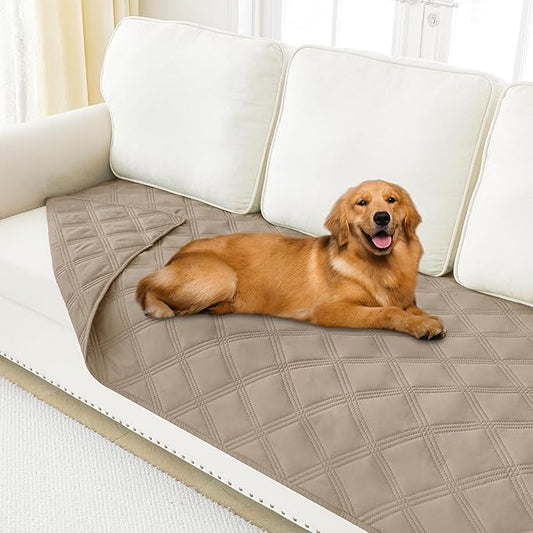Smiry Waterproof Dog Bed Cover Blanket 40x80, Soft Reversible Pet Blanket, Washable Leakproof Cats Dogs Couch Cover for Sofa, Couch, Furniture, Lattice, Taupe/Taupe