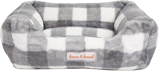 Jax & Bones Relaxer Plaid Dog Bed - Machine Washable Pet Bed for Large Size Dogs - Hides Shedding Hair, Easy to Clean, Sleep Enhancing