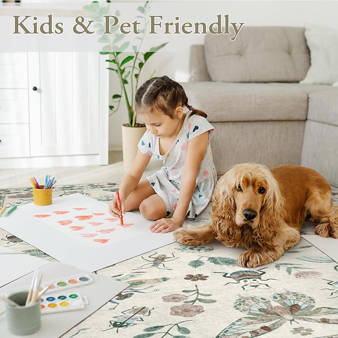 Lahome Insect Kitchen Runner Rugs Non Skid Washable, 2x6 Soft Washable Runner Non Slip, Ultra-Thin Hallway Rug Stain Resistant Carpet for ?랰aundry Bathroom Bedroom(2x6ft,Beige)