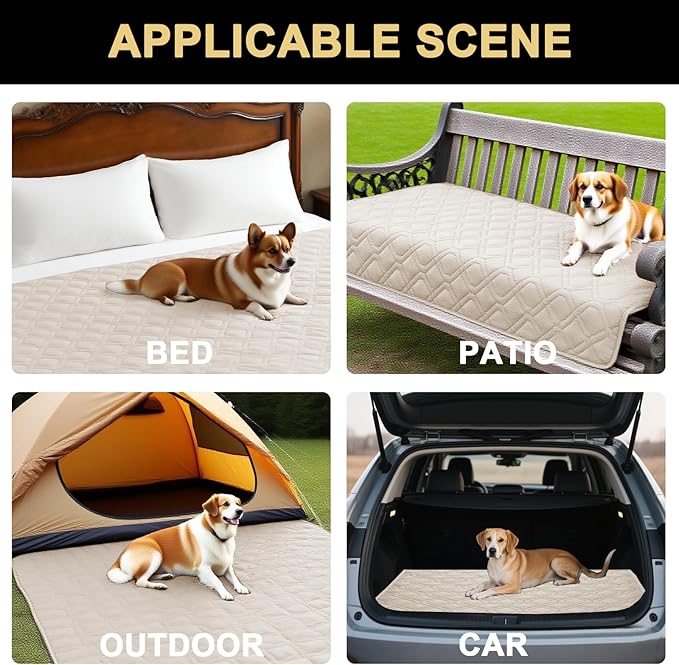 PrinceDeco Waterproof Dog Blanket Anti-Slip Couch Cover for Dogs Replacement Pet Blanket for Furniture Bed Couch Sofa Puppy Essentials(32x62 Inch, French Oak)