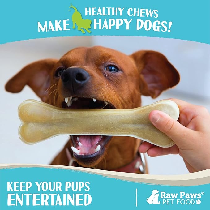 Raw Paws Compressed Rawhide Bones for Dogs, 8-inch, 5-Count - Packed in USA - Long Lasting Dog Chews - Natural Pressed Rawhides - Rawhide for Large Dogs - Bones for Aggressive Chewers