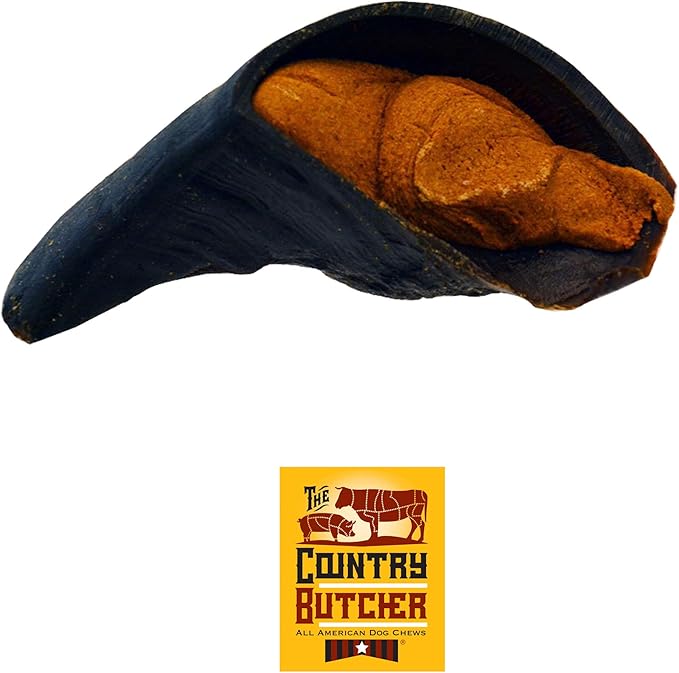 Filled Cow Hooves, Soft to Aggressive Chewers, Small, Medium, and Large Breed Dog Treat, Natural, Tough, Stuffed Chew Toy, Made in The USA, Peanut Butter, 10 Count - Rawhide Free