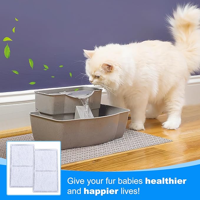 Cat Water Fountain Filter Replacement, 2-Chamber Pet Fountain Filters for Drinkwell Pet Fountain, Charcoal Dog & Cat Water Filter, 8PCS Replacement Carbon Filters for Petsafe Water Fountain