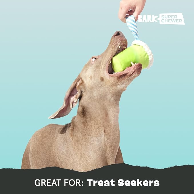Barkbox Get Ripped Margrrrita Super Chewer Tough Dog Chew Toy for Aggressive Chewers, Plush Cover with Rubber Core - 2 Toys in 1 – Two Layer Treat Dispensing Dog Toy for Large Dogs
