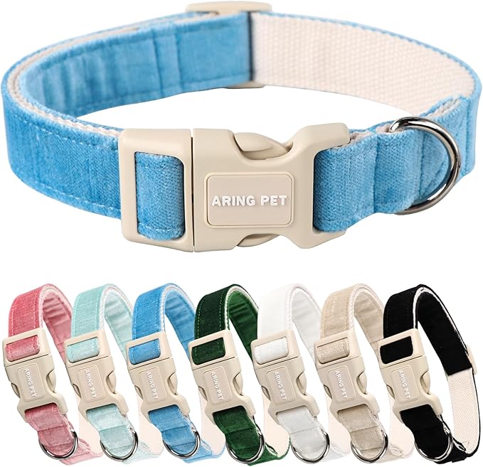 ARING PET Dog Collar-Adjustable Cotton Small Dog Collars, Lightweight Comfortable Blue Pet Collars with Quick Release Buckle for Small Medium Large Dog