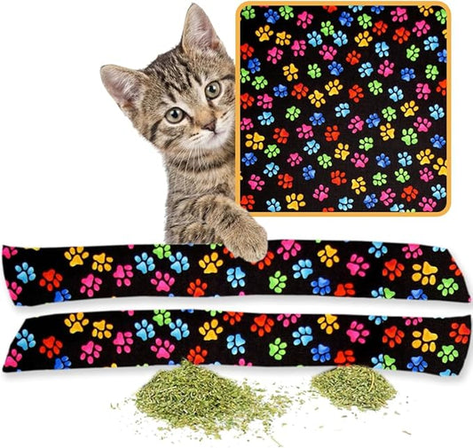 Kitty Kick Stix 15" Catnip Kicker Toy – Set of 2 | Handmade in USA | Interactive Cat & Kitten Toy | Durable Kicker Packed with 100% Potent Catnip for All Breeds (Paws Paws Paws)