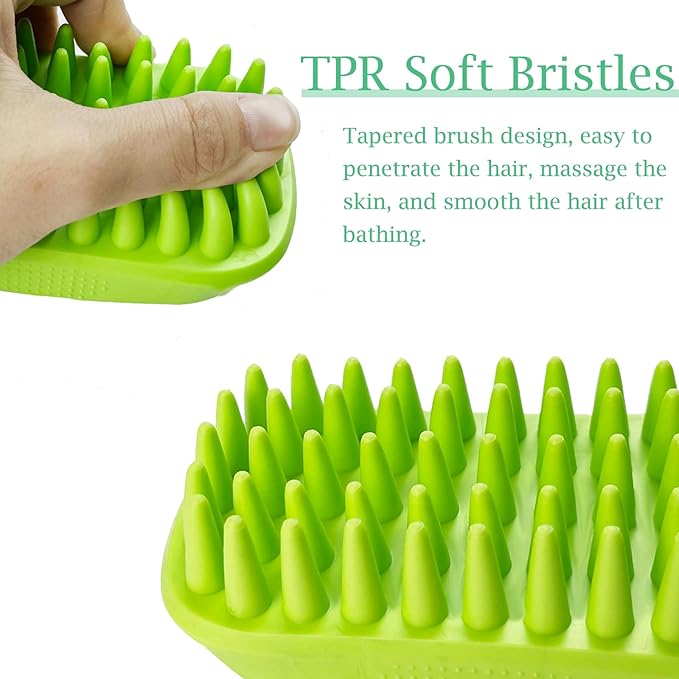 Dog Bath Brush, Pet Silicone Shampoo Brush, Rubber Shower Wash Curry Brush for Short Long Haired Dogs Cats Shedding Grooming and Massage, Pet Rubber Brush Removes Loose & Shed Fur