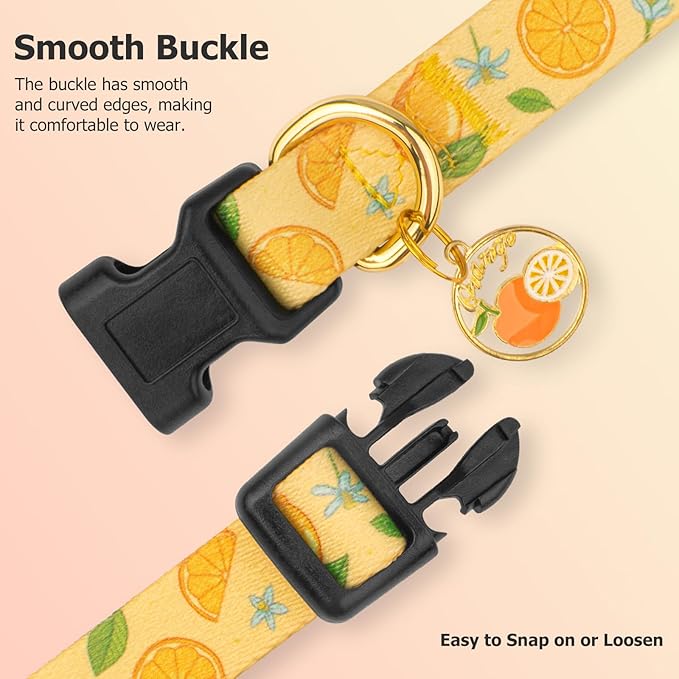 Handmade Dog Collar for Small Medium Large Dogs,Yellow Lemon with Pendant Fall and Winter Fashions Dog Collar (Large)