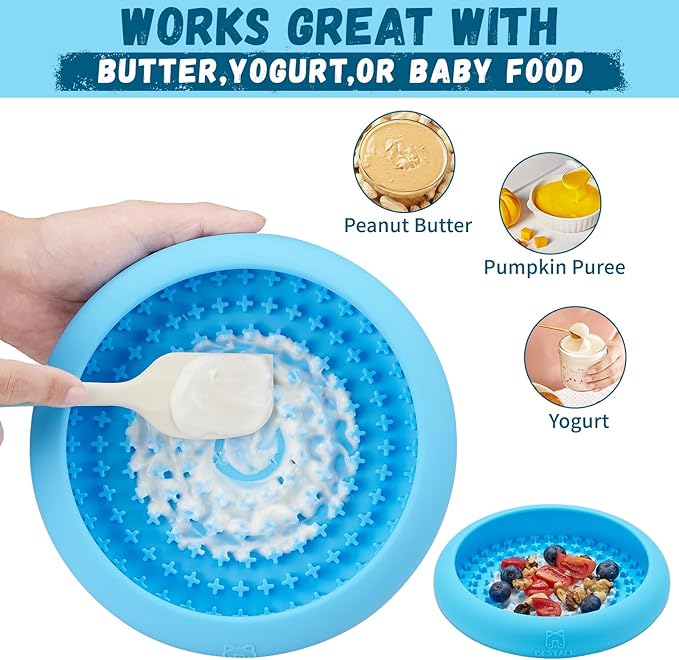 Dog Lick Bowl, Bestalk Anxiety Relief Slow Feeder Dog Lick Mat Treat Dispenser, Non-Slip Dogs Licking Bowl Enrichment Toys, BPA Free Silicone, Dishwasher Safe