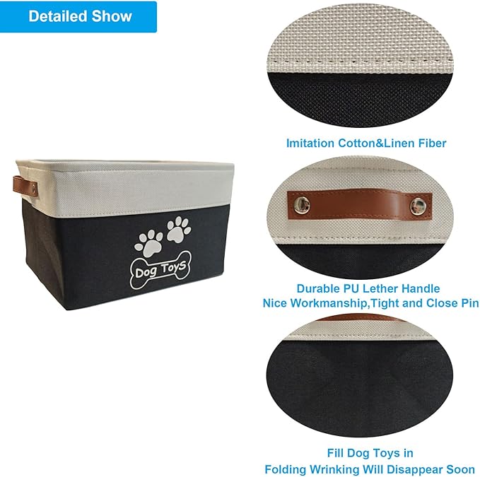 Large Dog Toy Basket Collapsible Dog Toy Box Shape Keeping Rectangle Dog Toy Bin for Pet Toys,Accessories